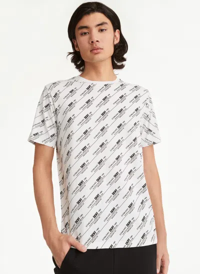 Shop Dkny Allover Stripe Logo T-shirt In White