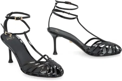 Shop Alevì Jessie Leather Sandals In Black