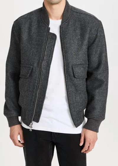 Shop Alex Mill Dean Bomber Jacket In Wool In Charcoal In Pink