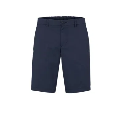 Shop Hugo Boss Slim-fit Shorts In Water-repellent Twill In Blue