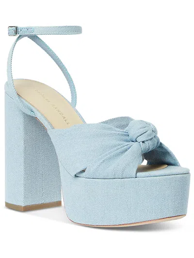 Shop Loeffler Randall Roz Womens Denim Knot-front Platform Sandals In Blue