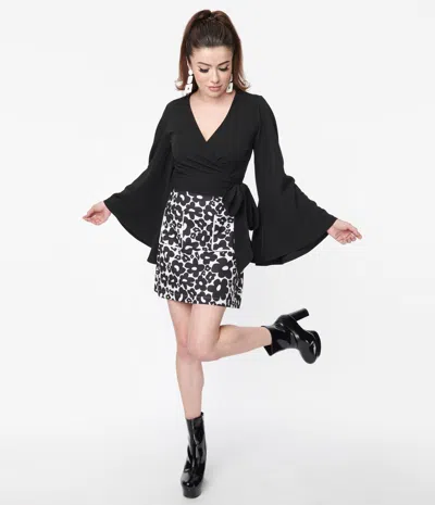 Shop Smak Parlour White & Black Lazy Daisy Print Mini Skirt In Multi