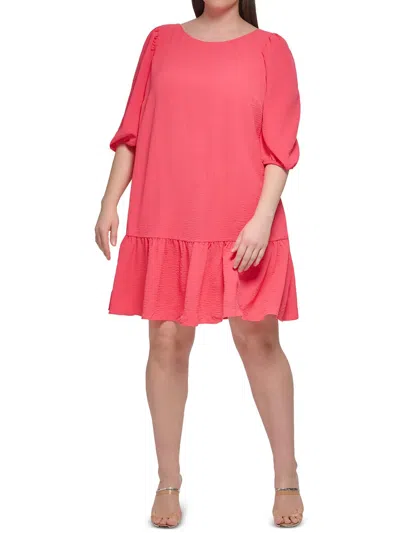 Shop Dkny Plus Womens Daytime Knee-length Shift Dress In Orange