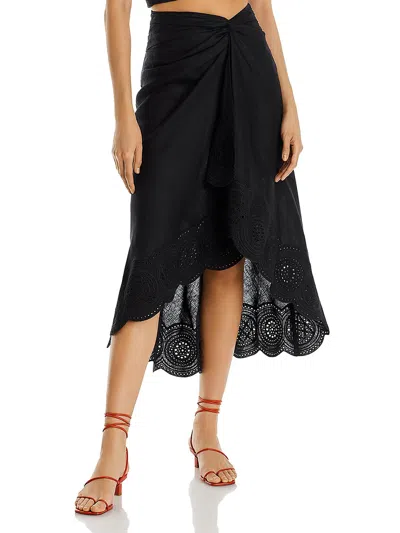 Shop A.l.c Womens Asymmetrical Eyelet Wrap Skirt In Black