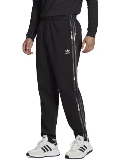 Shop Adidas Originals Mens Striped Trim Fitness Jogger Pants In Black