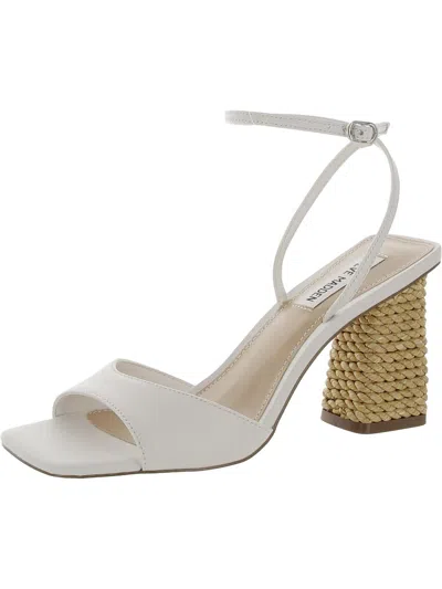 Shop Steve Madden Rozlyn Womens Leather Ankle Strap Slingback Sandals In White