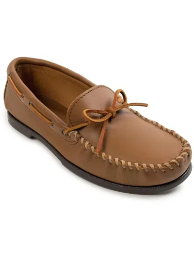 Shop Minnetonka Camp Moc Mens Leather Slip On Loafers In Brown