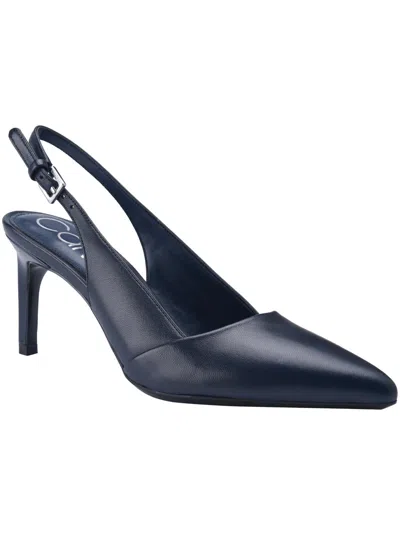 Shop Calvin Klein Silvia Womens Padded Insole Slingback Heels In Blue