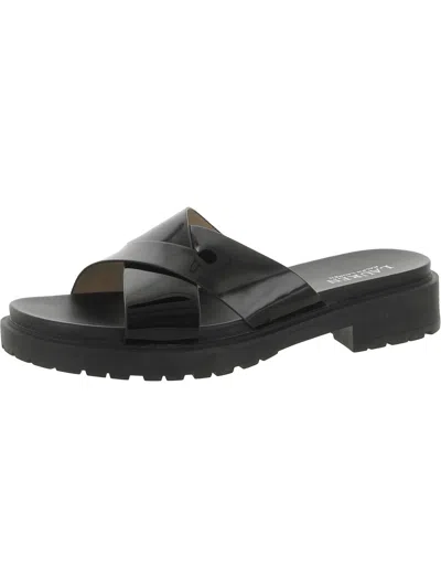 Shop Lauren Ralph Lauren Kelsie Womens Criss-cross Front Lugged Sole Slide Sandals In Black