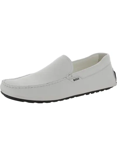 Shop Hugo Boss Noel Mens Logo Comfort Insole Loafers In White