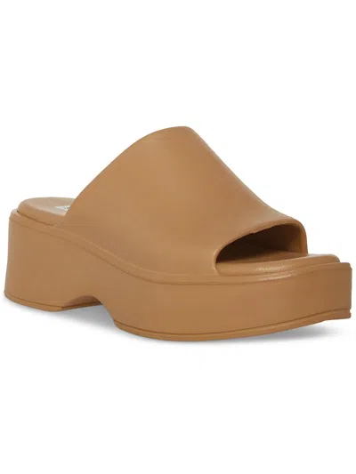 Shop Steve Madden Slinky Womens Faux Leather Peep-toe Platform Sandals In Multi
