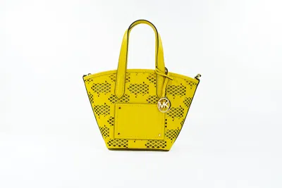 Michael Kors Kimber Small Daffodil Leather 2-in-1 Zip Tote Messenger Bag Purse In Multi
