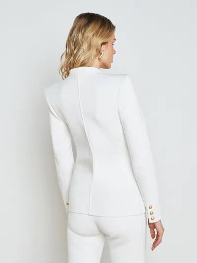 Shop L Agence Kenzie Knit Blazer In White/gold