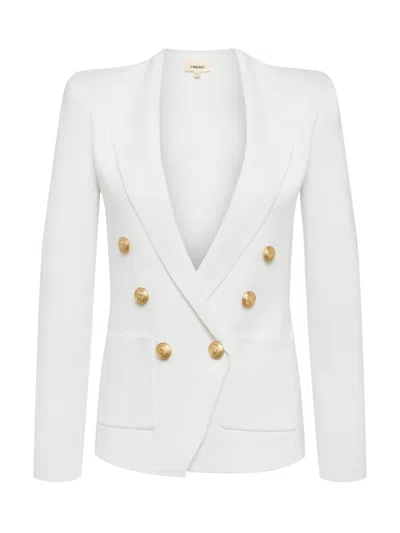 Shop L Agence Kenzie Knit Blazer In White/gold