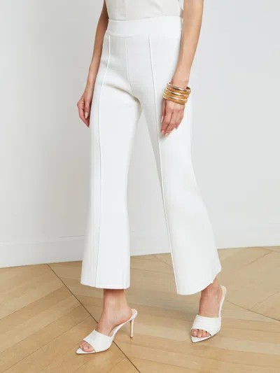 Shop L Agence Ren Cropped Flare Knit Pant In White