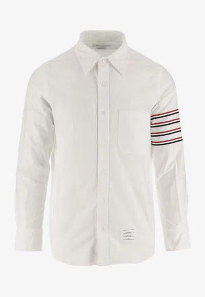 Shop Thom Browne 4-bar Stripes Long-sleeved Shirt In White