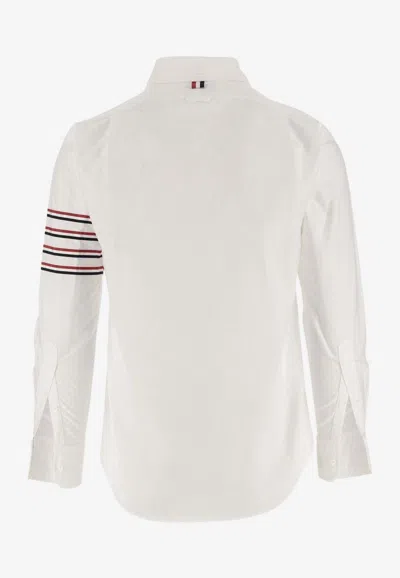 Shop Thom Browne 4-bar Stripes Long-sleeved Shirt In White