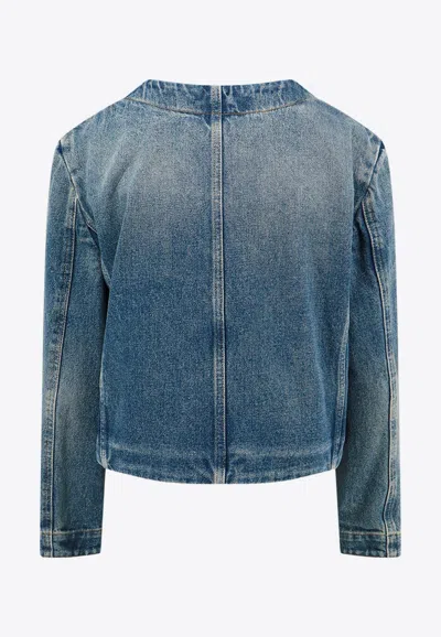 Shop Givenchy 4g Chain-link Denim Jacket In Blue