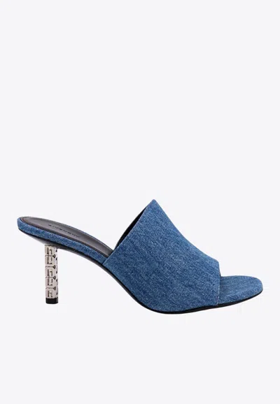 Shop Givenchy 4g Cube 70 Denim Mules In Blue