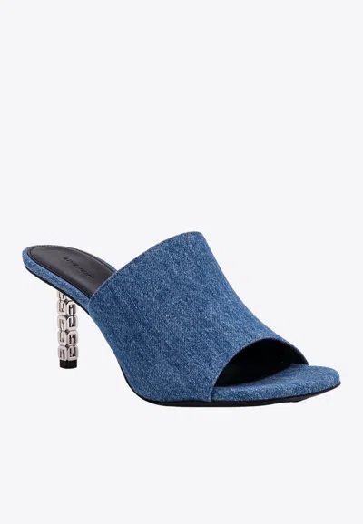 Shop Givenchy 4g Cube 70 Denim Mules In Blue