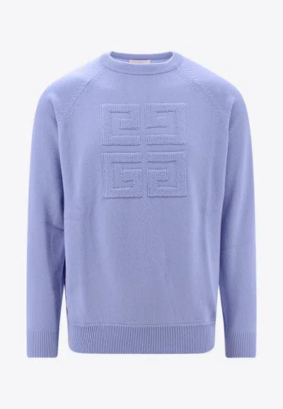 Shop Givenchy 4g Embossed Cashmere Sweater In Blue