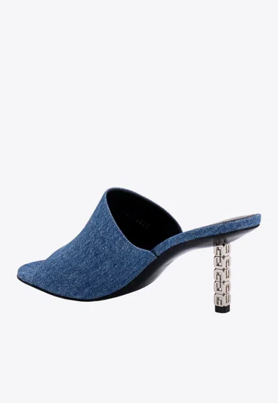 Shop Givenchy 4g Cube 70 Denim Mules In Blue