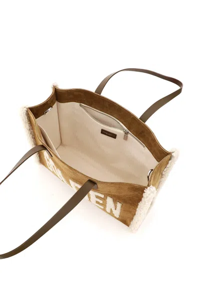 Shop Golden Goose California East-west Bag With Shearling Detail Women In Brown