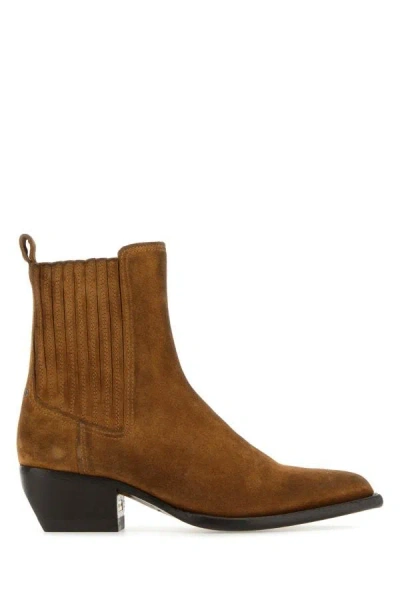 Shop Golden Goose Deluxe Brand Woman Caramel Suede Debbi Ankle Boots In Brown