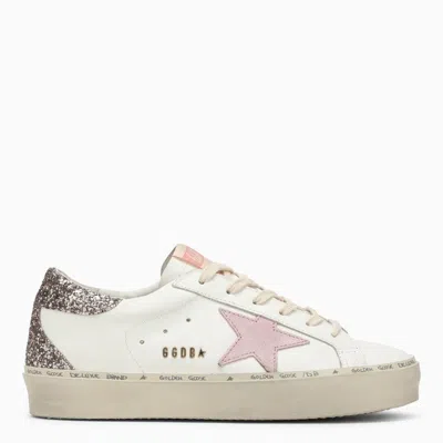 Shop Golden Goose Hi-star White/pink/glitter Sneaker Women