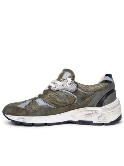 Shop Golden Goose Man  'running Dad' Green Leather Sneakers
