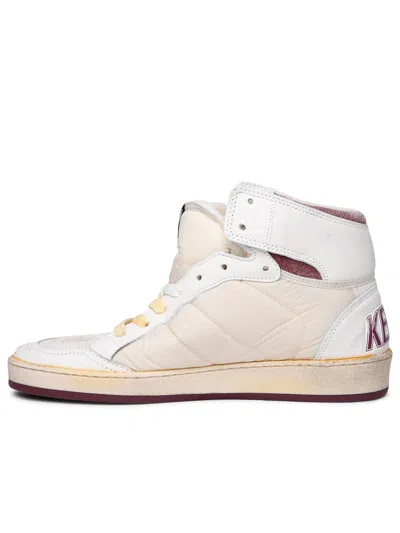 Shop Golden Goose Man  'sky Star' Beige Leather Sneakers In Cream