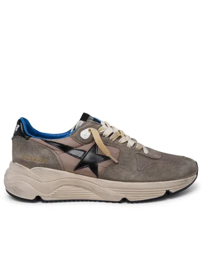 Shop Golden Goose Man  Running Sole Sneakers In Suede And Multicolored Fabric
