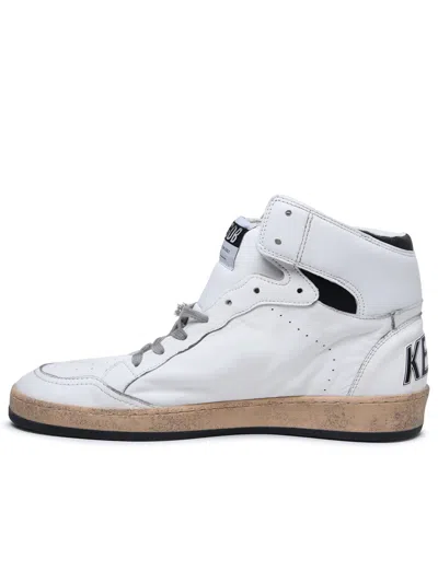 Shop Golden Goose Man  White Leather Sky-star Sneakers