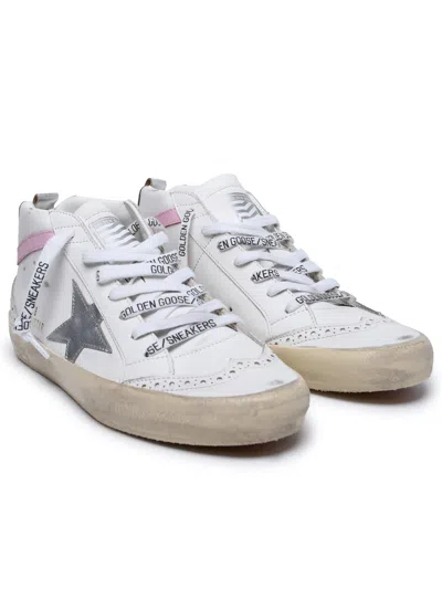 Shop Golden Goose Woman  'mid Star' White Leather Sneakers