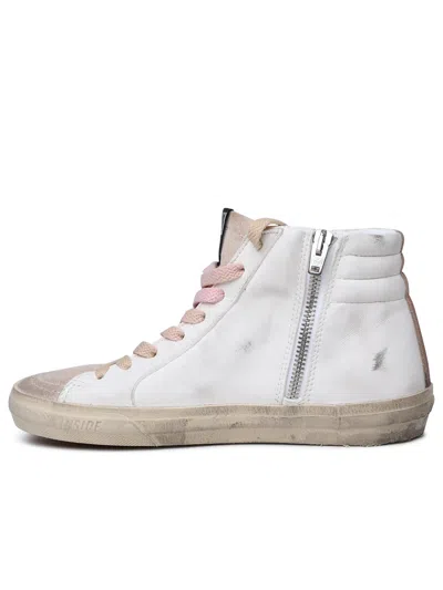 Shop Golden Goose Woman  'slide' White Leather Sneakers