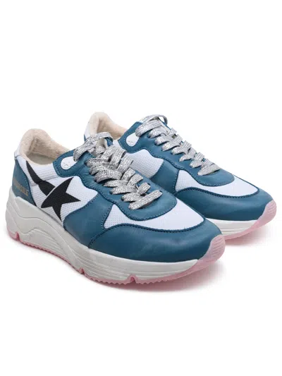 Shop Golden Goose Woman  Running Sole Two-color Leather Blend Sneakers In Blue