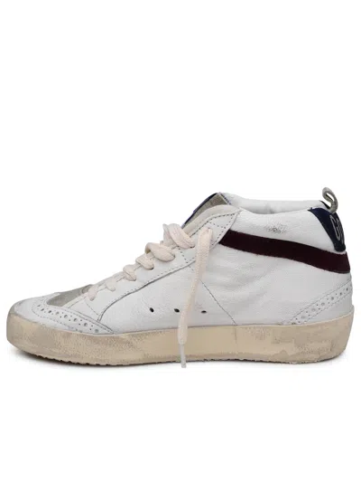 Shop Golden Goose Woman  White Leather Mid Star Sneakers