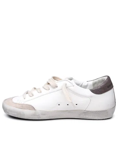 Shop Golden Goose Woman  White Leather Sneakers