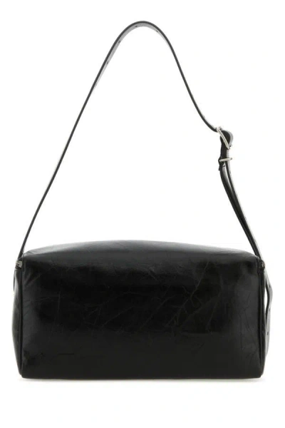 Shop Jil Sander Man Black Leather Medium Shoulder Bag