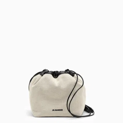 Shop Jil Sander Natural Canvas And Leather Bucket Bag Women In Cream