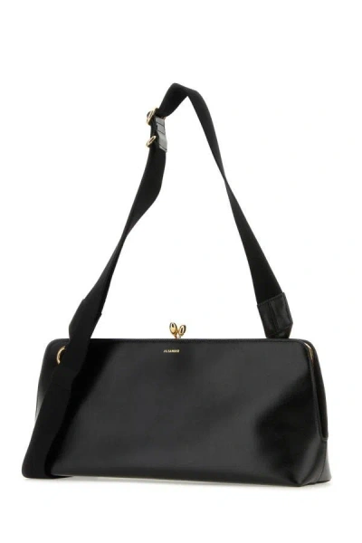 Shop Jil Sander Woman Black Leather Goji Crossbody Bag