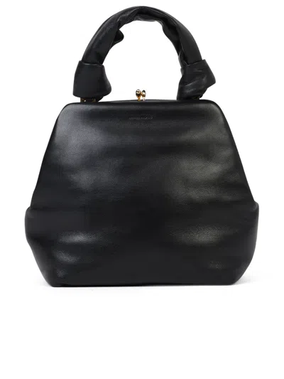 Shop Jil Sander Woman  'goji Square' Small Black Leather Bag
