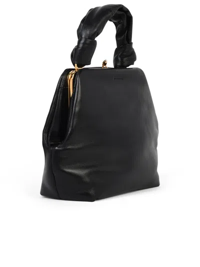Shop Jil Sander Woman  'goji Square' Small Black Leather Bag
