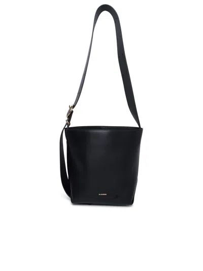 Shop Jil Sander Woman  Black Leather Bag