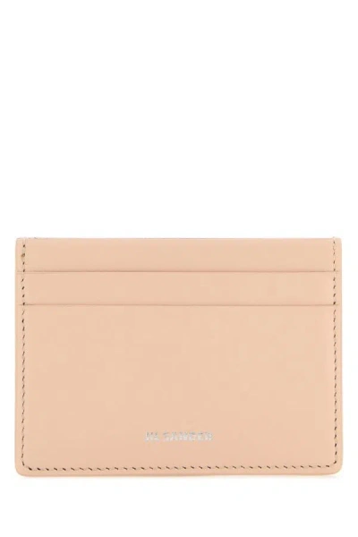 Shop Jil Sander Woman Pastel Pink Leather Card Holder