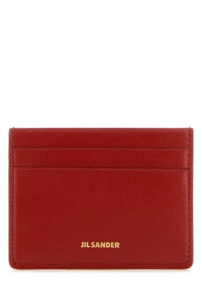 Shop Jil Sander Woman Tiziano Red Leather Card Holder