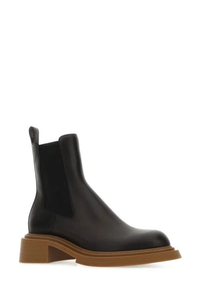 Shop Loewe Man Black Leather Chelsea Ankle Boots