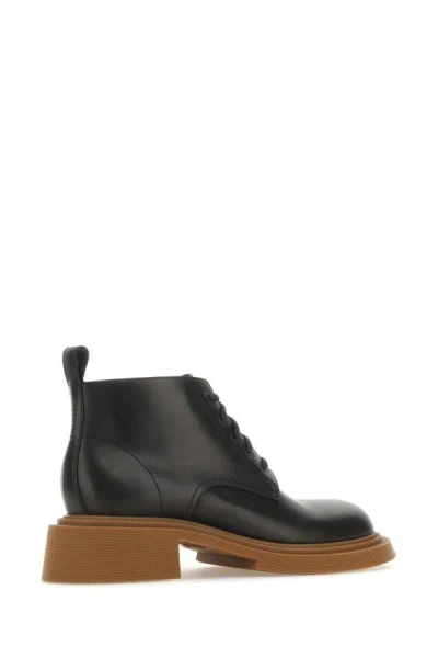 Shop Loewe Man Black Leather Ankle Boots