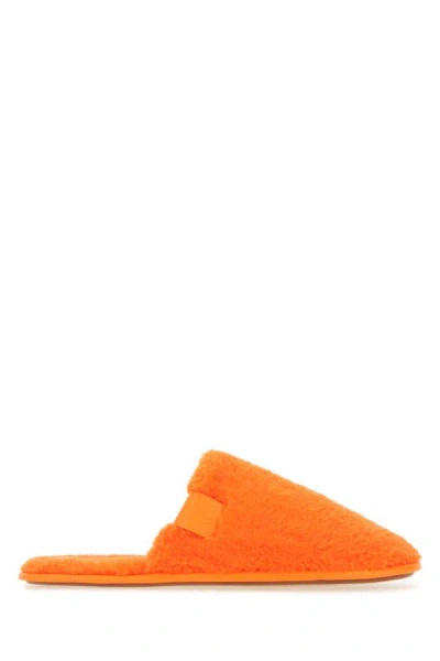 Shop Loewe Man Fluo Orange Pile Slippers