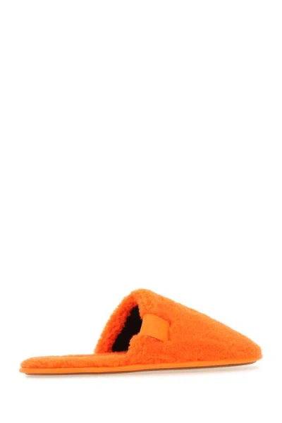 Shop Loewe Man Fluo Orange Pile Slippers